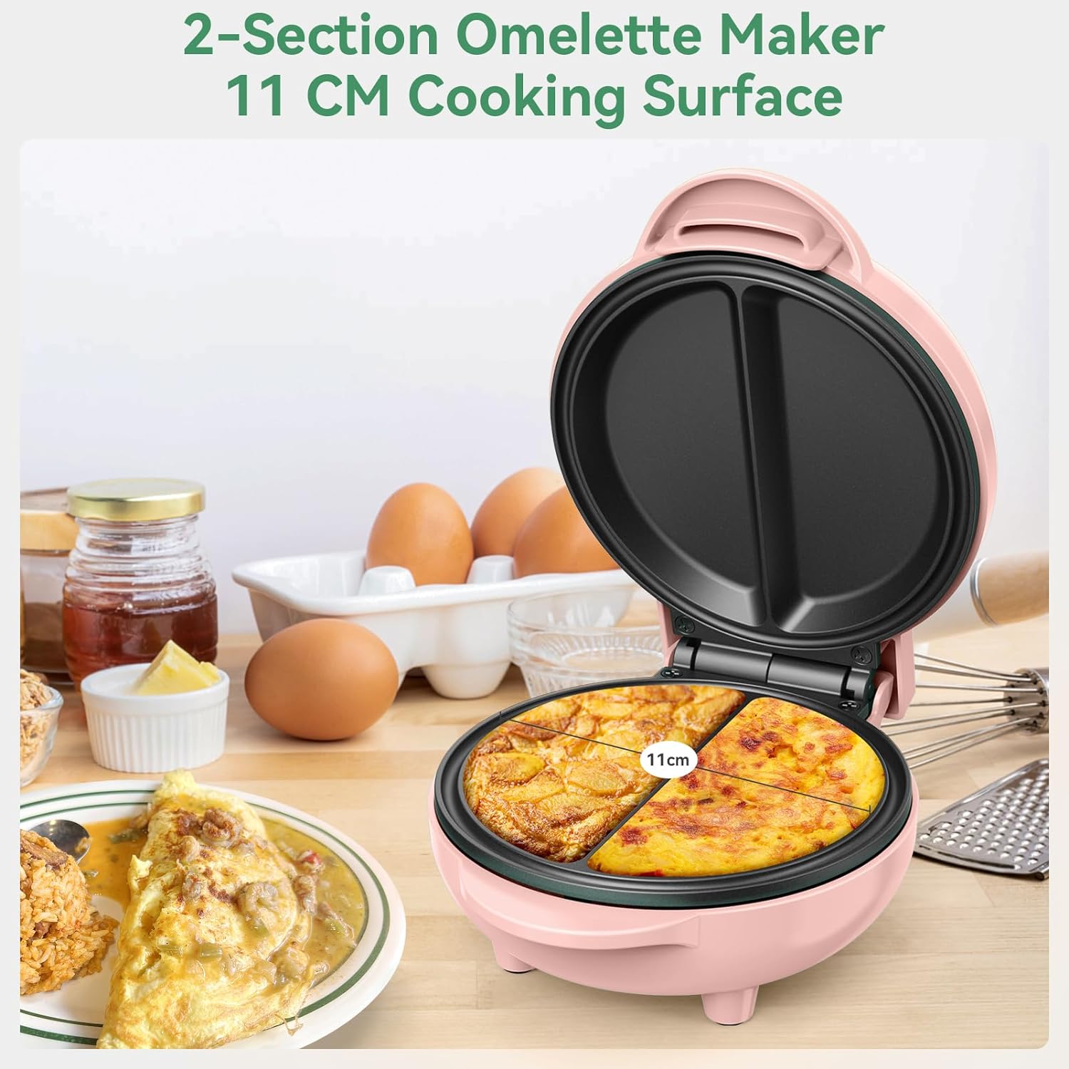 OSTBA APPLIANCE JK - 109C, 550W Electric Multi - cookers, Mini Omelette Maker Non Stick, Easy Clean, Compact Desgin, Aluminium, 550 W, 200 milliliters, PINK - Amazing Gadgets Outlet