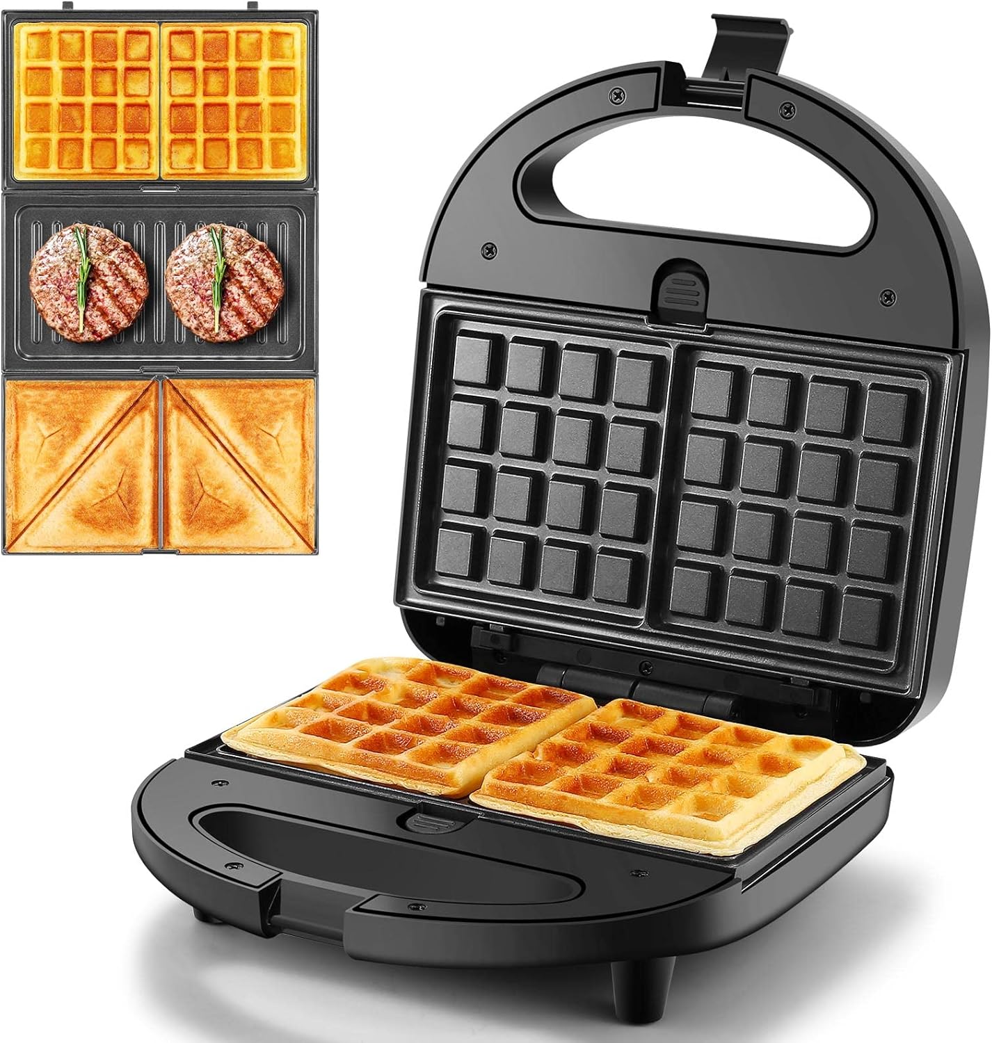 Ostba Monsieur Croque Maker, sandwich machine and electric panini press with non - stick plates, automatic temperature control, cool - touch handle, black - Amazing Gadgets Outlet