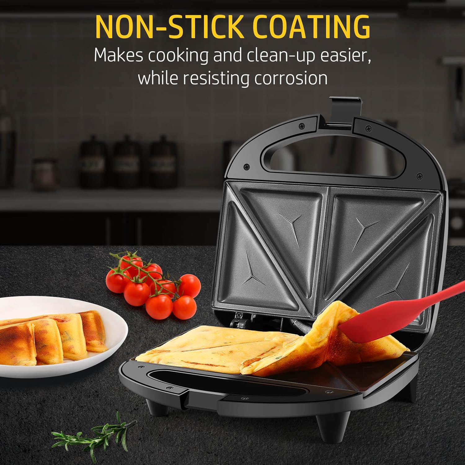 Ostba Monsieur Croque Maker, sandwich machine and electric panini press with non - stick plates, automatic temperature control, cool - touch handle, black - Amazing Gadgets Outlet