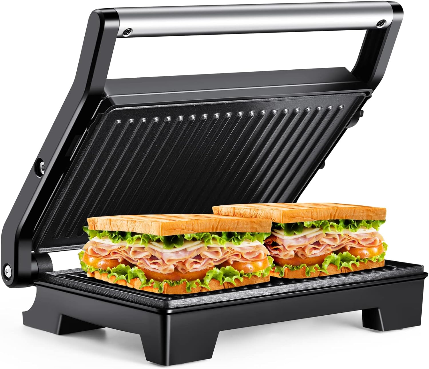 Ostba Monsieur Croque Maker, sandwich machine and electric panini press with non - stick plates, automatic temperature control, cool - touch handle, black - Amazing Gadgets Outlet