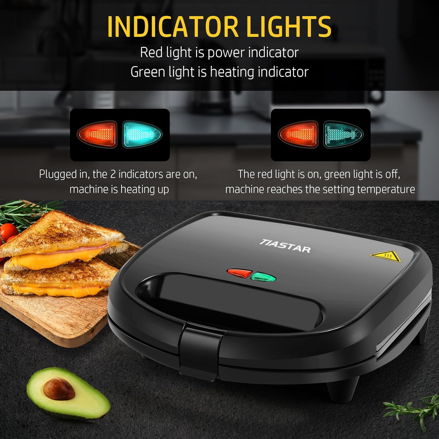 Ostba Monsieur Croque Maker, sandwich machine and electric panini press with non - stick plates, automatic temperature control, cool - touch handle, black - Amazing Gadgets Outlet