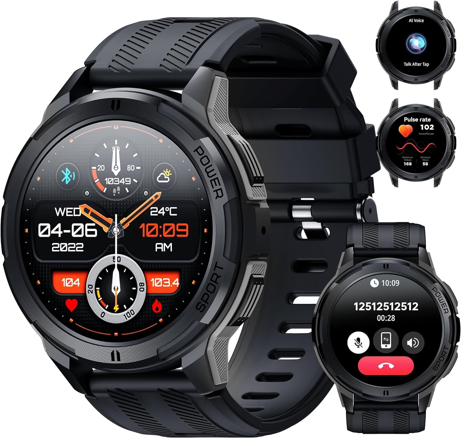 OUKITEL BT10 Smart Watch for Men, Bluetooth Voice Call for Android iOS Phone, 1.43" AMOLED Screen Fitness Watch with Heart Rate/SpO2/Blood Pressure/Sleep Monitor, 123 Sport Mode, IP68 Waterproof - Amazing Gadgets Outlet