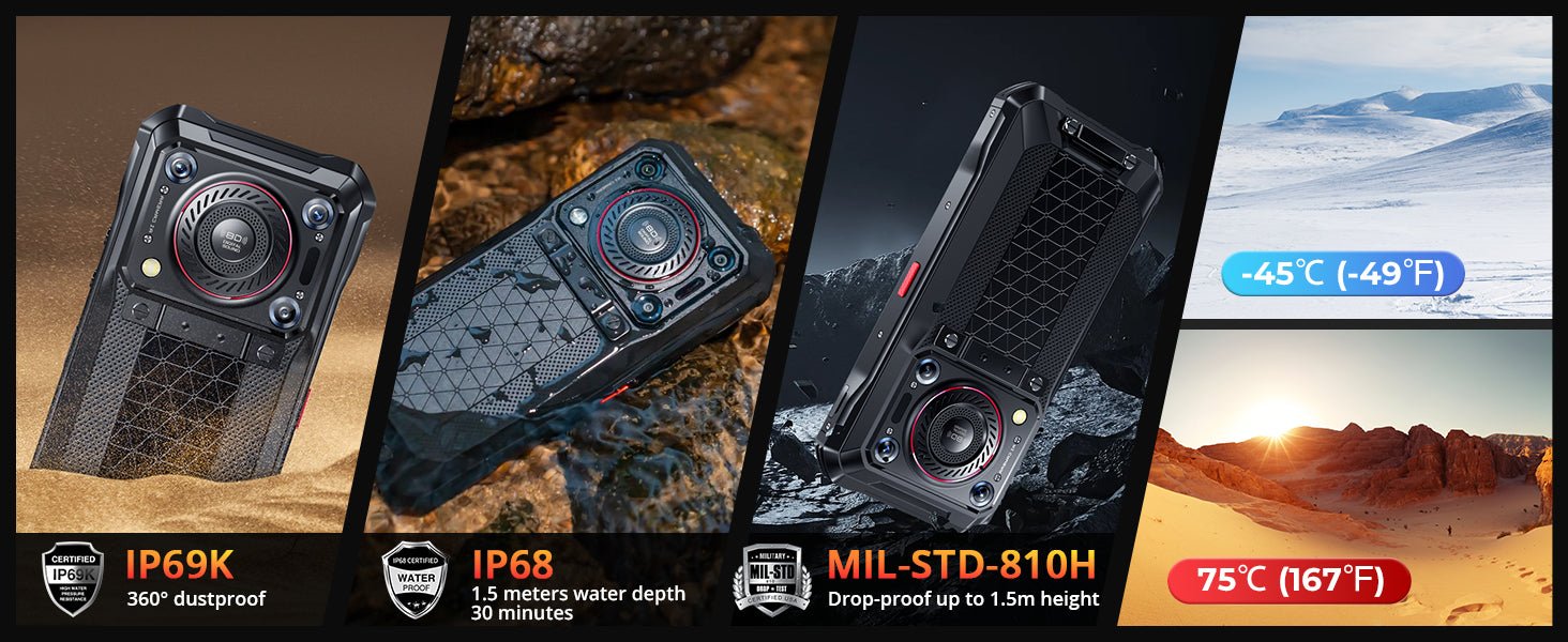 OUKITEL WP33 PRO Rugged Smartphone 5G - 22000mAh(33W), 24GB RAM+ 256GB ROM, 6.6" FHD+ Mobile Phones, Triple 64MP+32MP Front Camera, Dual 5G SIM Android 13 Phone, 18W OTG/136dB Loudest Speaker, NFC/GPS - Amazing Gadgets Outlet