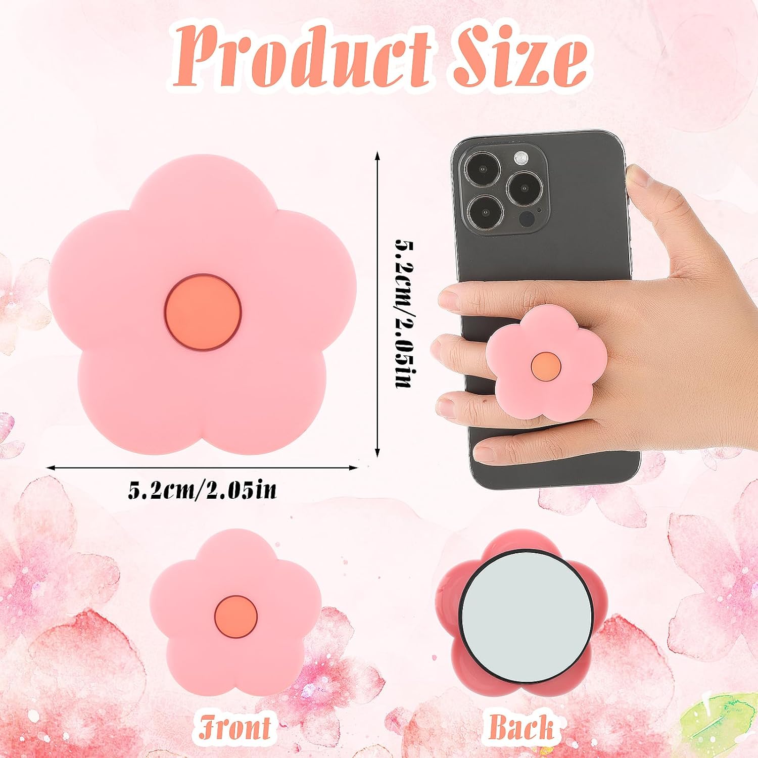 Ouligay Pink Daisy Silicone Mobile Phone Grip Stand, Cute 2d Flower Cell Phone Holder, Collapsible Expandable Cell Phone Accessory For Smartphone Tablet Cell Phone Accessory - Amazing Gadgets Outlet