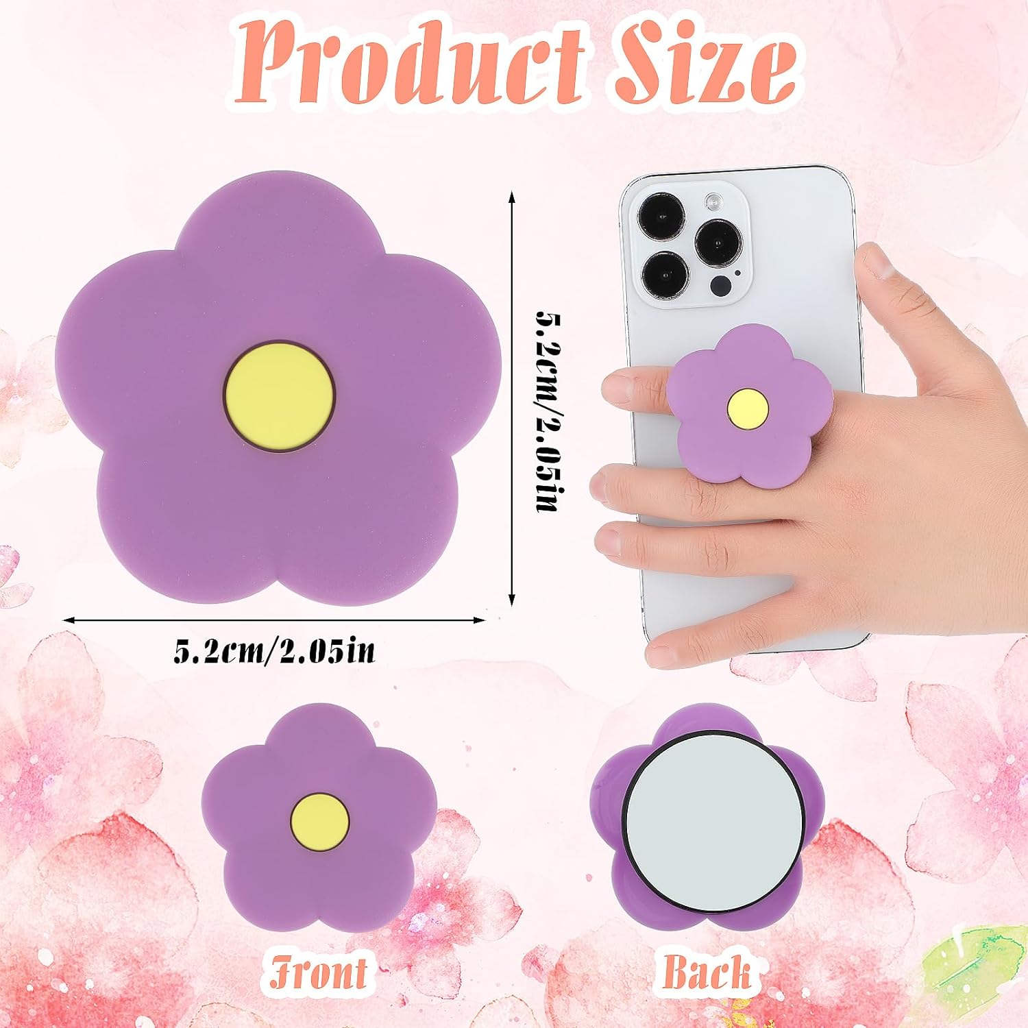 Ouligay Purple Daisy Silicone Mobile Phone Grip Stand, Cute 2d Flower Cell Phone Holder, Collapsible Expandable Cell Phone Accessory for Smartphone Tablet Cell Phone Accessory - Amazing Gadgets Outlet