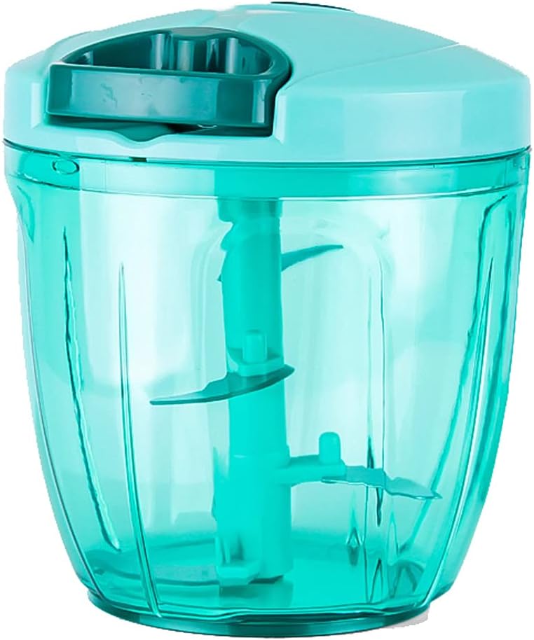 Ourokhome Manual Food Chopper - Food Blender Pull String Vegetable Cutter for Onion, Garlic, Parsley with 5 Blades (Teal, 1000ml) - Amazing Gadgets Outlet