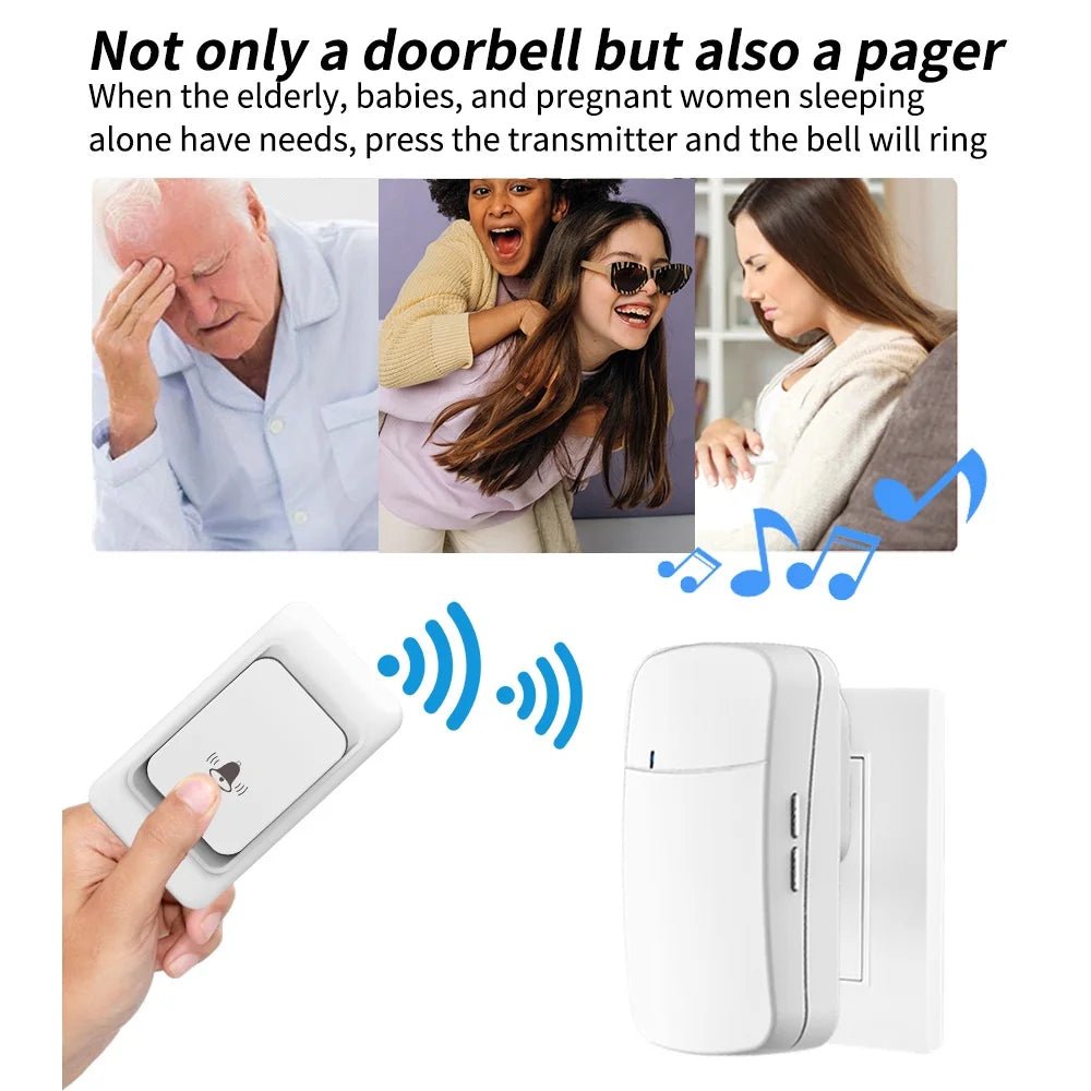 Outdoor Wireless Doorbell Waterproof House Chime Kit 300M Remote EU UK US Plug Home Garden Remote Welcome My Melody Door Bell - Amazing Gadgets Outlet