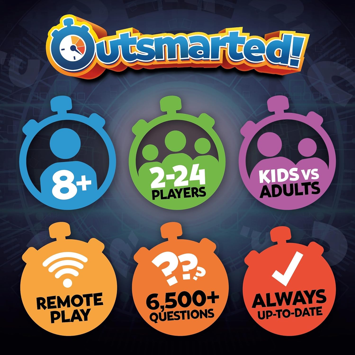 OUTSMARTED! The Live Family Quiz Show Board Game | Ages 8+ | Trivia Game For Kids & Adults | for 2 to 24 Players (Outsmarted! 2024 Edition) - Amazing Gadgets Outlet