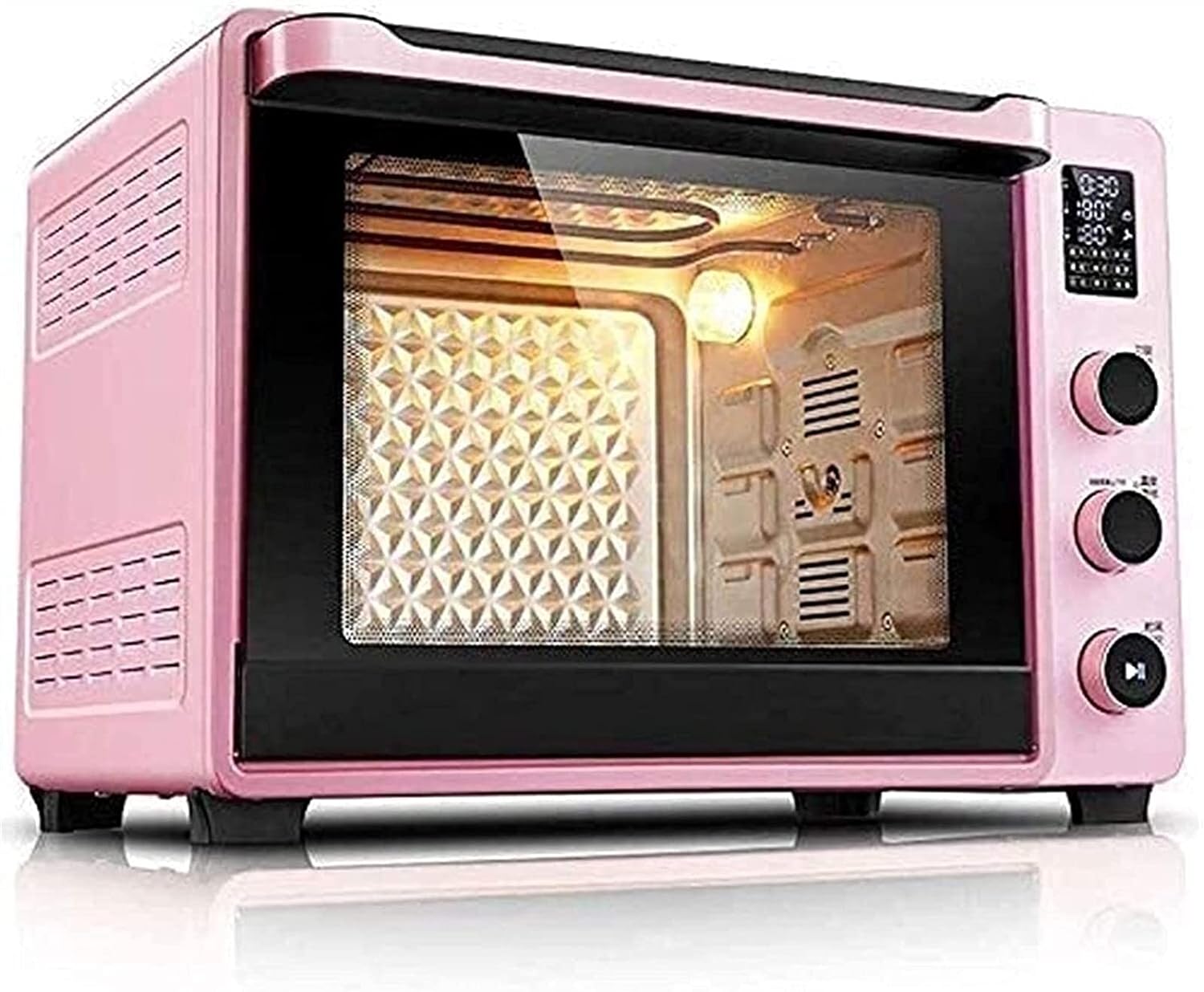 Oven,Air Fryers Oven Electric With Hotplate Smart Household Baking Cake Oven 40L Automatic Halogen Oven Display Convection Countertop Toaster Oven air fryer (Color : Pink) (Blue) hopeful - Amazing Gadgets Outlet