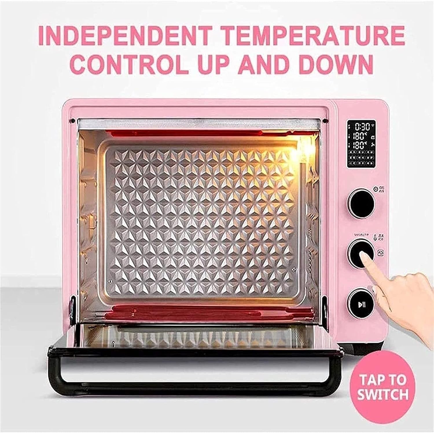 Oven,Air Fryers Oven Electric With Hotplate Smart Household Baking Cake Oven 40L Automatic Halogen Oven Display Convection Countertop Toaster Oven air fryer (Color : Pink) (Blue) hopeful - Amazing Gadgets Outlet