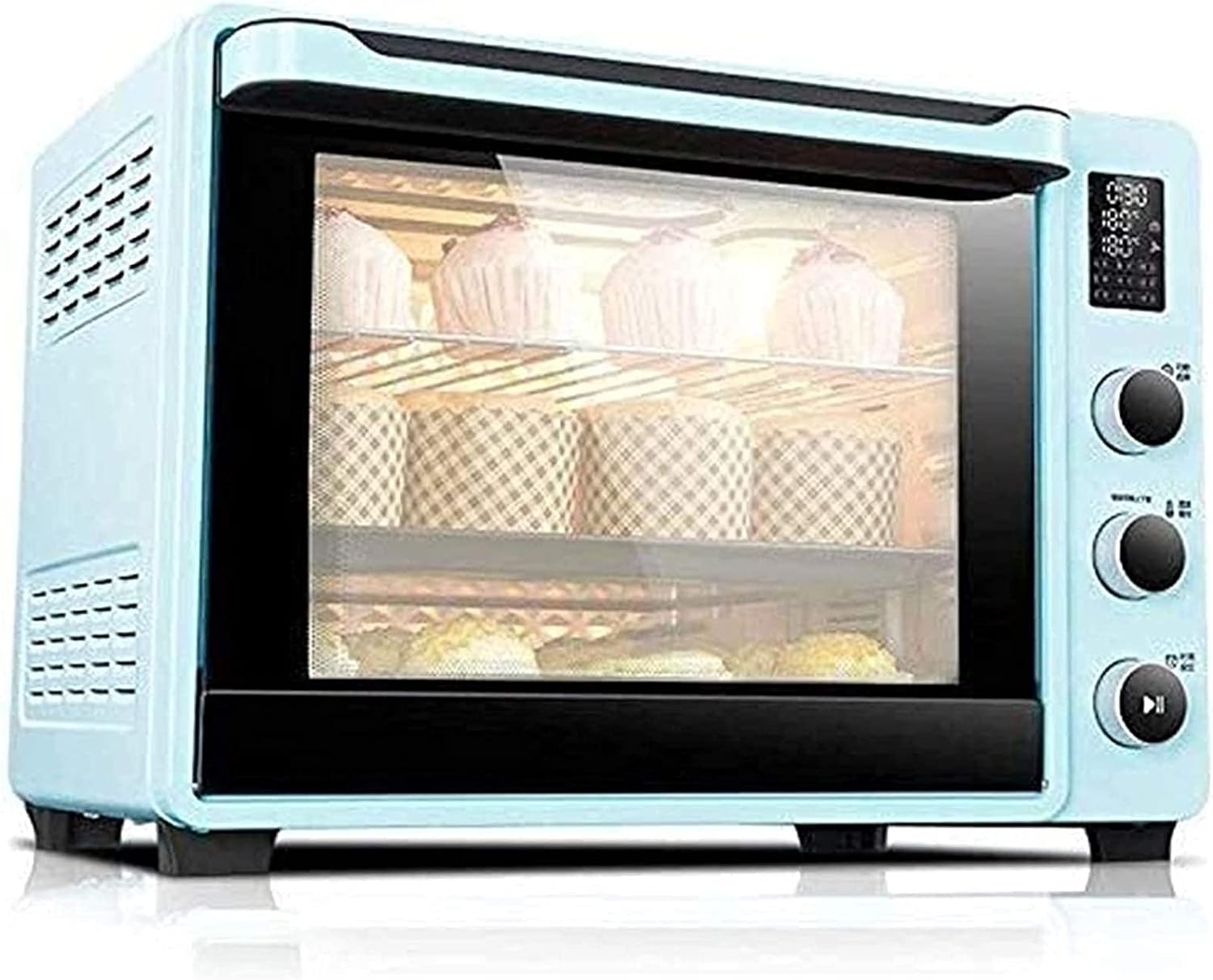 Oven,Air Fryers Oven Electric With Hotplate Smart Household Baking Cake Oven 40L Automatic Halogen Oven Display Convection Countertop Toaster Oven air fryer (Color : Pink) (Blue) hopeful - Amazing Gadgets Outlet