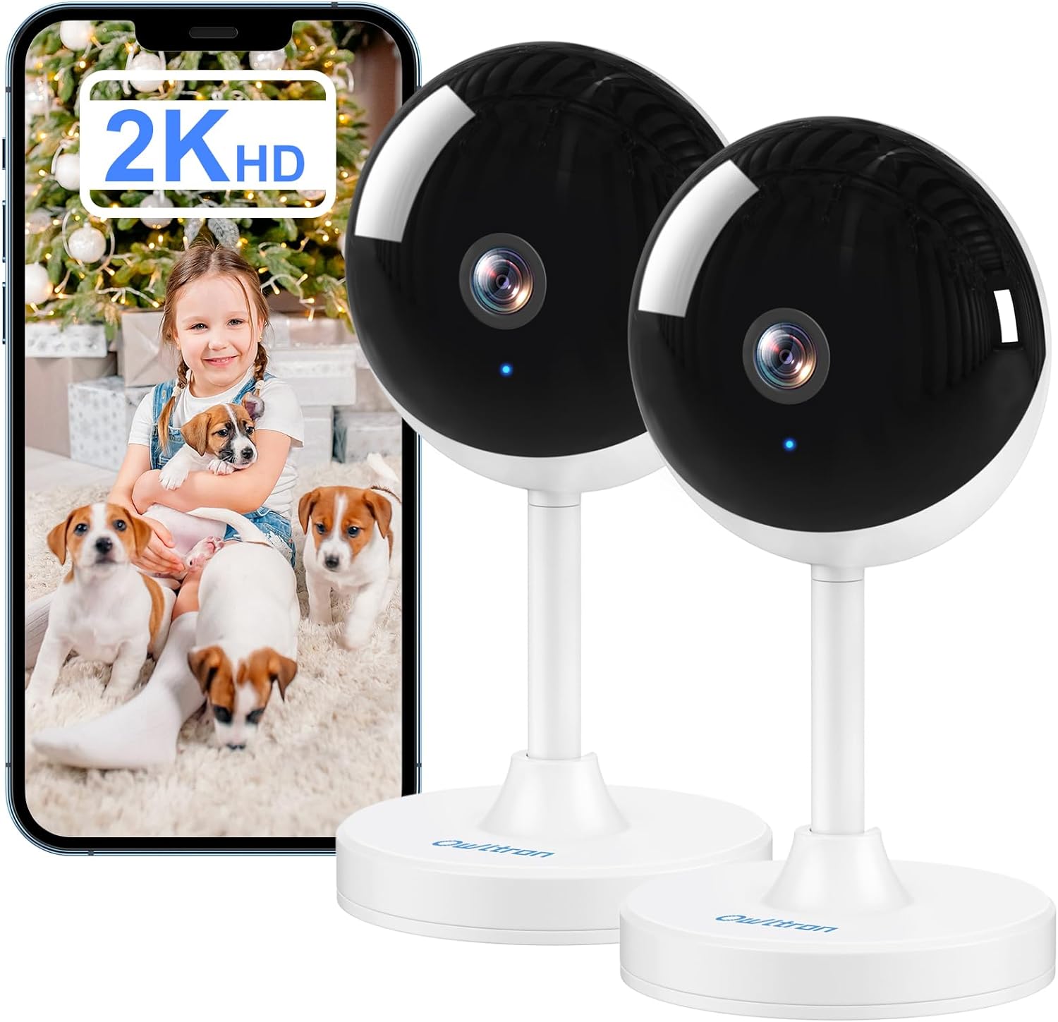 owltron 2K Indoor Camera 2 Pack, 2.4GHz Home Security Cameras for Baby & Elder, Pet Dog Cam with Motion Detection, Night Vision, 2 - Way Talk WiFi Camera, Baby Monitor Works with APP & Alexa - Amazing Gadgets Outlet