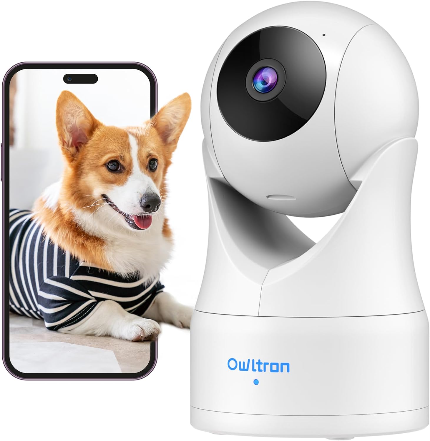 owltron security camera indoor baby camera, pet camera, cameras house security, 360° Pan/Tilt Motion Tracking, IR Night Vision, 2 - Way Audio, indoor security camera for Home/Pet, Work with Alexa - Amazing Gadgets Outlet