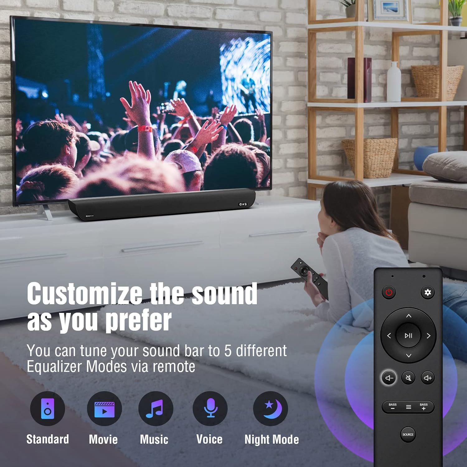 OXS S5 Soundbar 3.1.2ch with Dolby Atmos, Built - in Subwoofer, Flexible Bass, Dialogue Enhancement, Bluetooth & HDMI eARC Connectivity, 5 EQ Modes, Home Theater Audio Wall Mounted - Amazing Gadgets Outlet