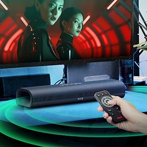 OXS Thunder Lite PC Gaming Soundbar, Sound Bar for TV with Virtual Surround Sound, 2 Full - Range Drivers, Bass Tube, Compact Design, HDMI/AUX/Optical Compatible, Bluetooth 5.0 Wireless Connection - Amazing Gadgets Outlet