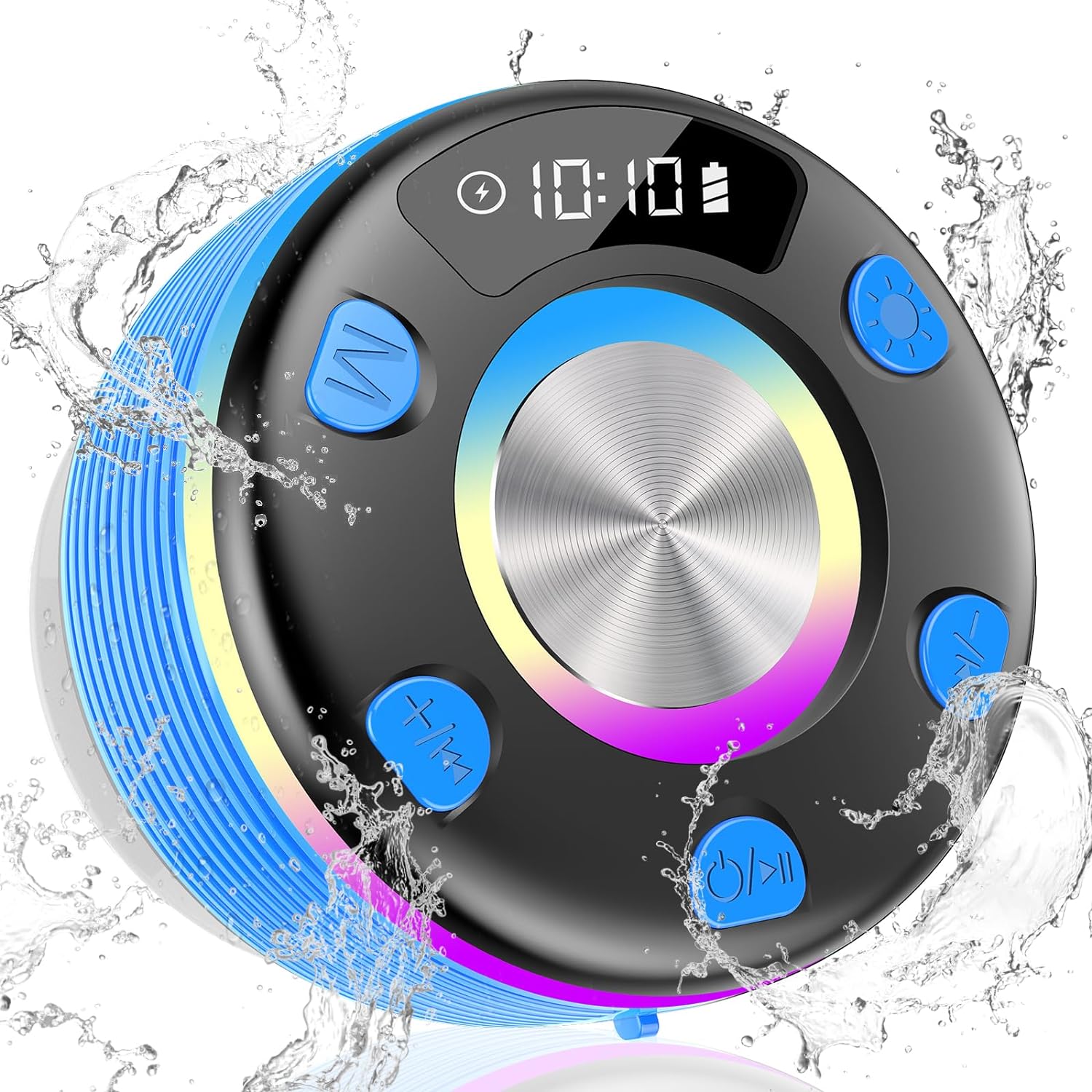 OYIB Bluetooth Shower Speaker, Portable Bluetooth Speaker with 360° Surround Sound, RGB Lights, Built - in Mic, IPX7 Waterproof Wireless Speaker with Suction Cup for Party/Outdoor/Bathroom/Travel - Amazing Gadgets Outlet