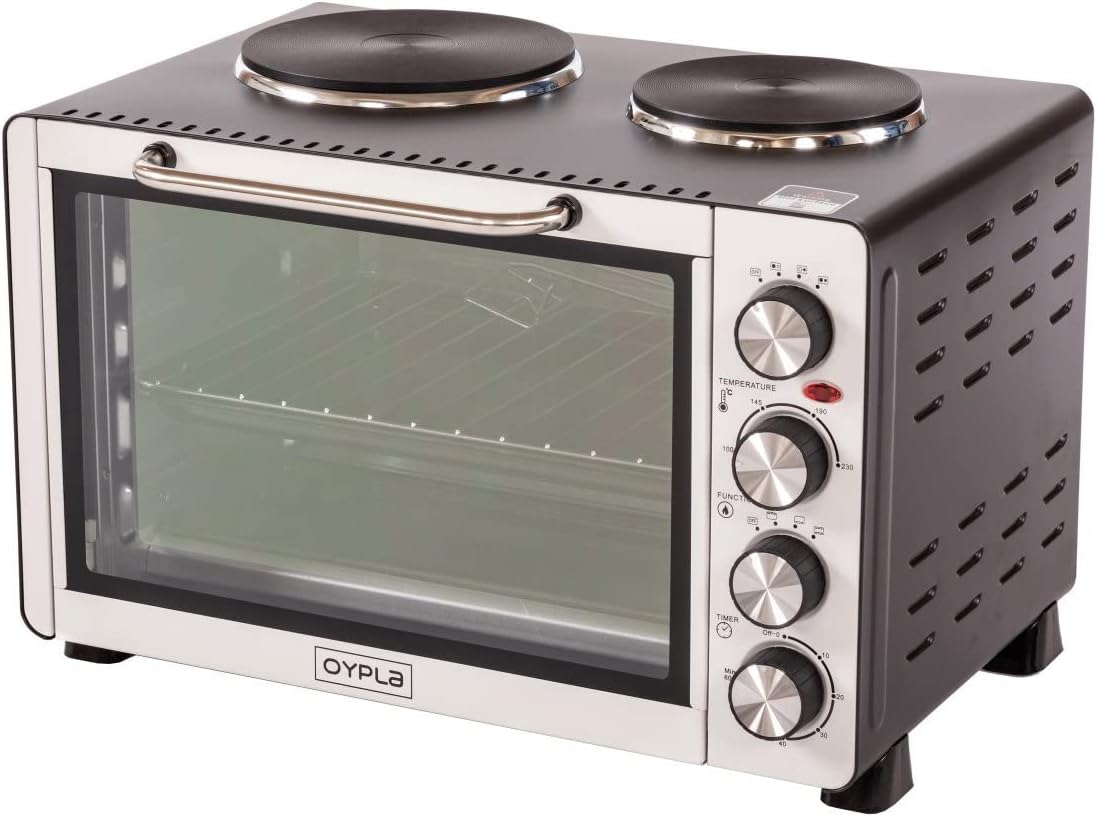 Oypla 30 Litre Electrical Mini Compact Oven Kitchen Mate c/w 2 Hot Plates, And Timer - Amazing Gadgets Outlet