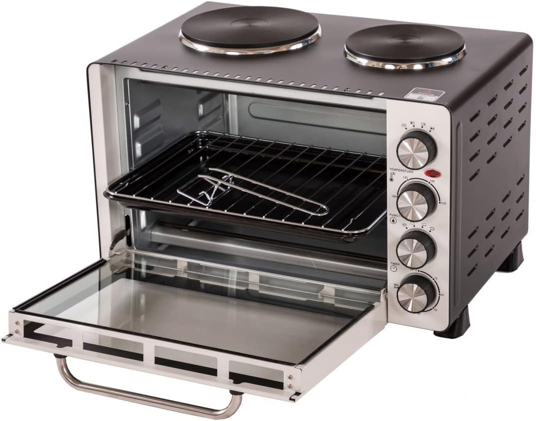 Oypla 30 Litre Electrical Mini Compact Oven Kitchen Mate c/w 2 Hot Plates, And Timer - Amazing Gadgets Outlet