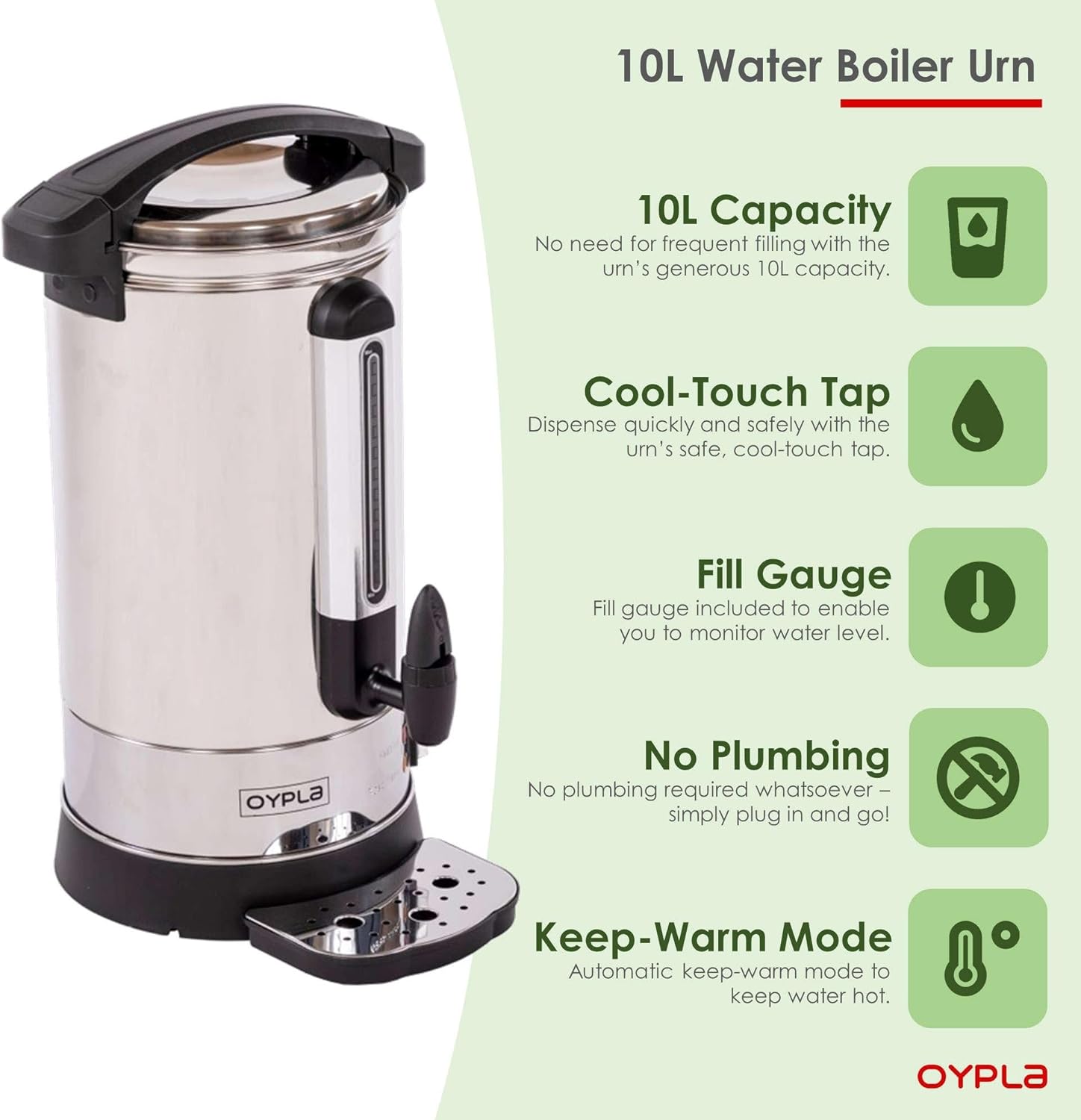 Oypla Electrical 10L Catering Hot Water Boiler Tea Urn Coffee - Amazing Gadgets Outlet