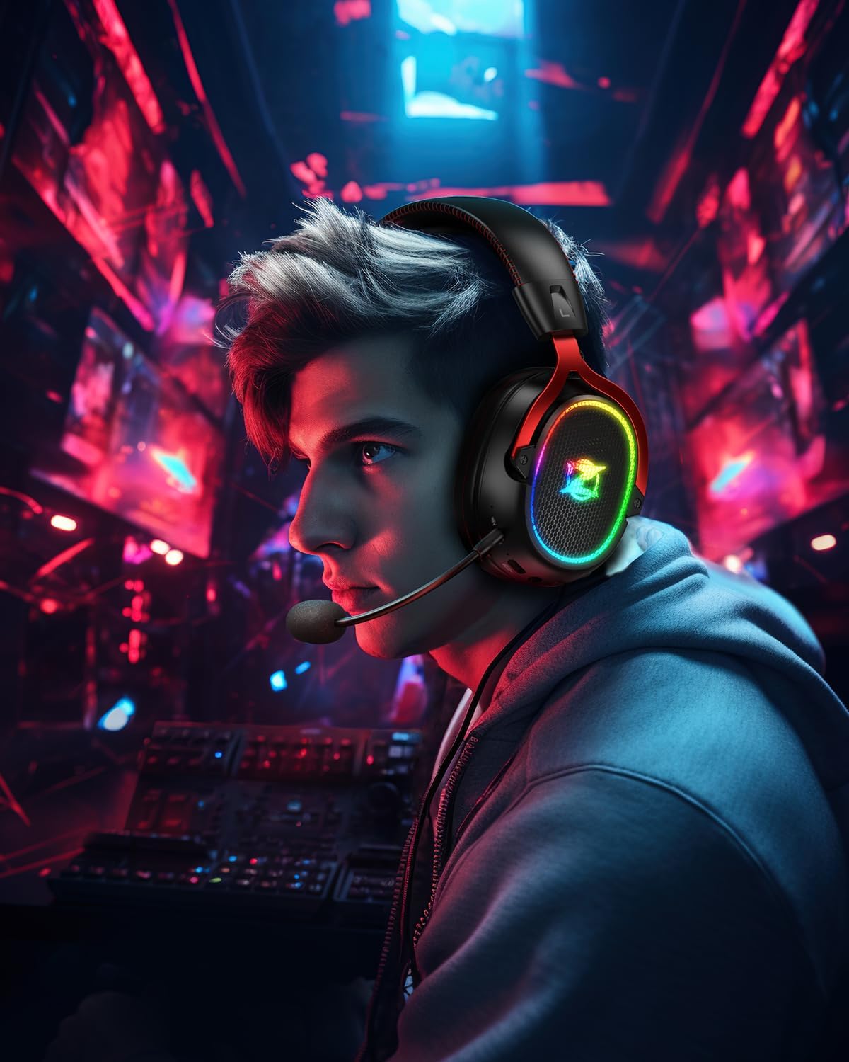 Ozeino Wireless Gaming Headset, 2.4 GHz Lossless Connection, 7.1 Surround Sound, Detachable ENC Noise Canceling Mic, 45 - Hour Battery, Compatible with PS5, PS4, PC, Laptop, Switch - Amazing Gadgets Outlet