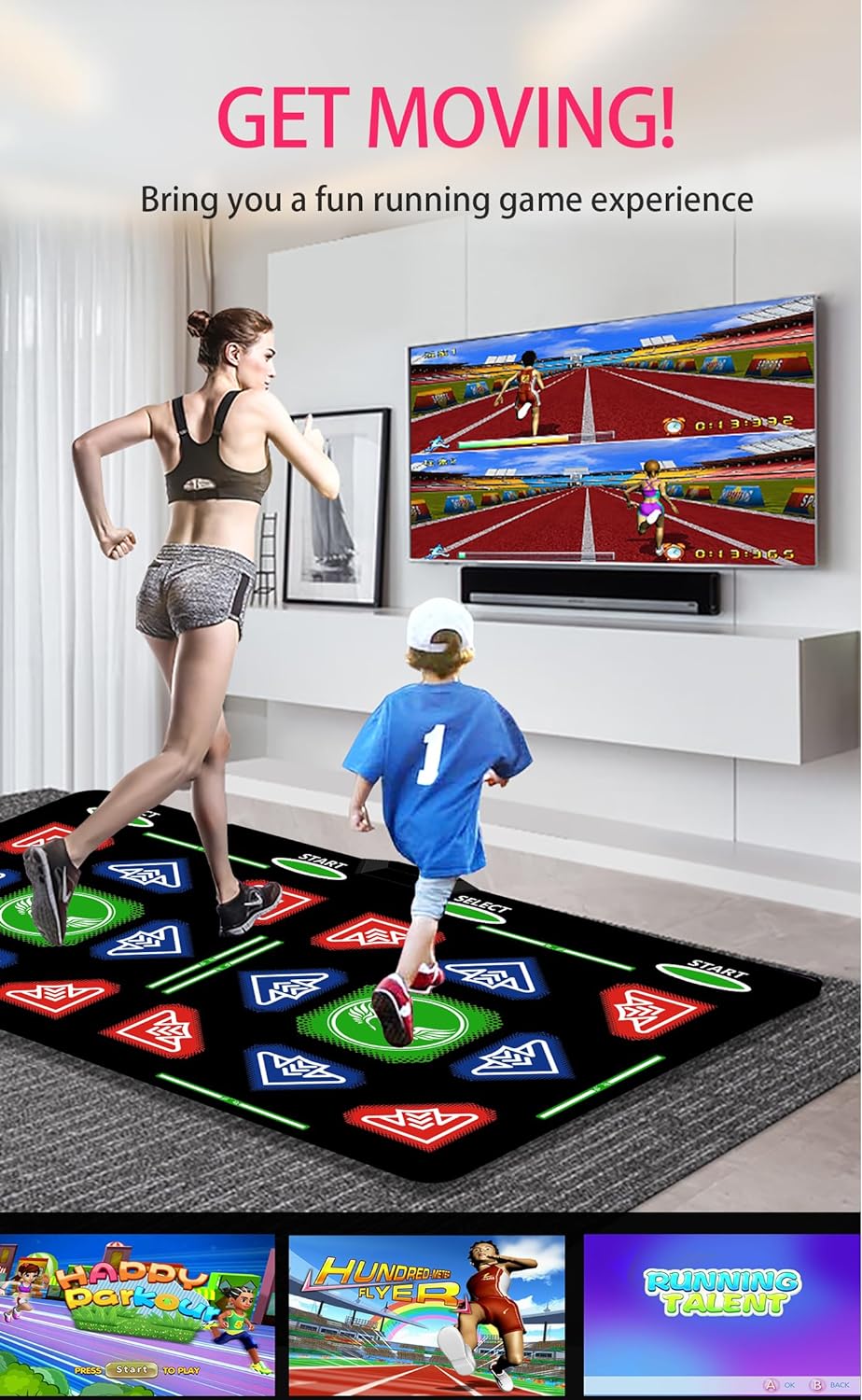 OZLET HDMI Single/Double Dance mat, 64GB Memory Card, with 614 Games, 81MV, 885 Songs. The Dance pad has Dancing, Running, Physical Games, Educational Games, Flannel material Luxury Children's Gifts - Amazing Gadgets Outlet