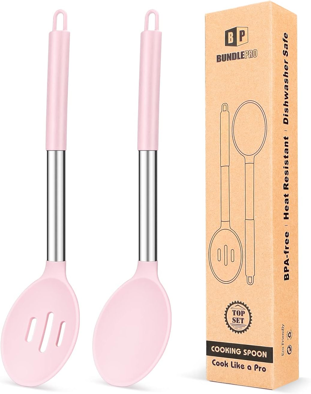 Pack of 2 Large Silicone Cooking Spoons,Non Stick Solid Basting Spoon,Heat - Resistant Kitchen Utensils for Mixing,Serving,Draining,Stirring (Black) - Amazing Gadgets Outlet