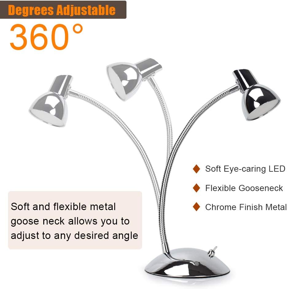 PADMA LED Desk Lamp 5W Eye - Caring Table Lamp 3000K Warm White Silver Chrome Finish Adjustable Reading Lamp for Student Study Office Bedroom Living Room - Amazing Gadgets Outlet