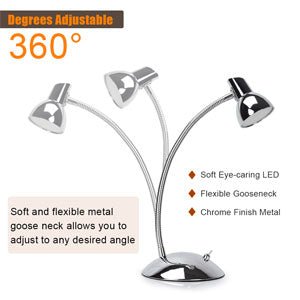 PADMA LED Desk Lamp 5W Eye - Caring Table Lamp 3000K Warm White Silver Chrome Finish Adjustable Reading Lamp for Student Study Office Bedroom Living Room - Amazing Gadgets Outlet