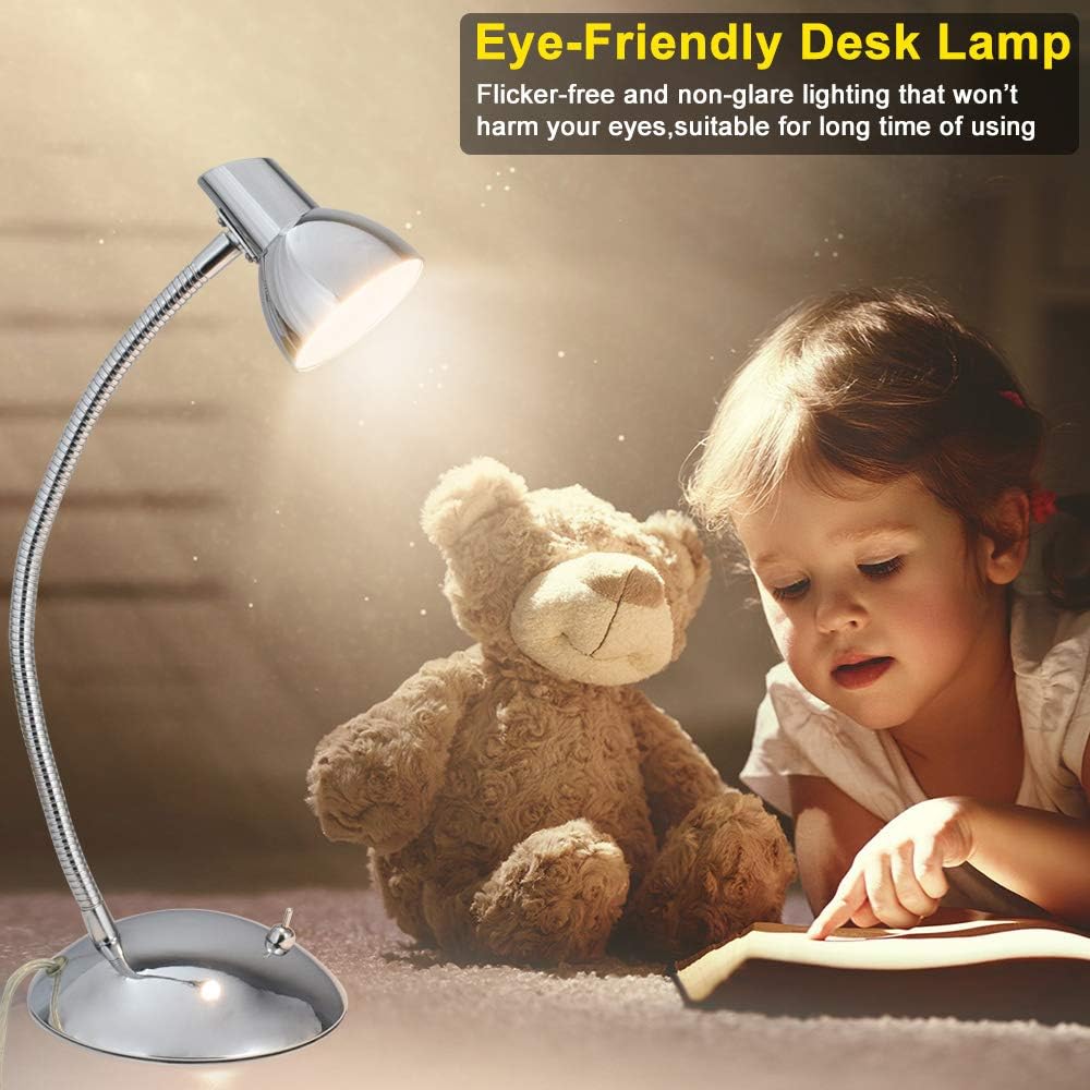 PADMA LED Desk Lamp 5W Eye - Caring Table Lamp 3000K Warm White Silver Chrome Finish Adjustable Reading Lamp for Student Study Office Bedroom Living Room - Amazing Gadgets Outlet