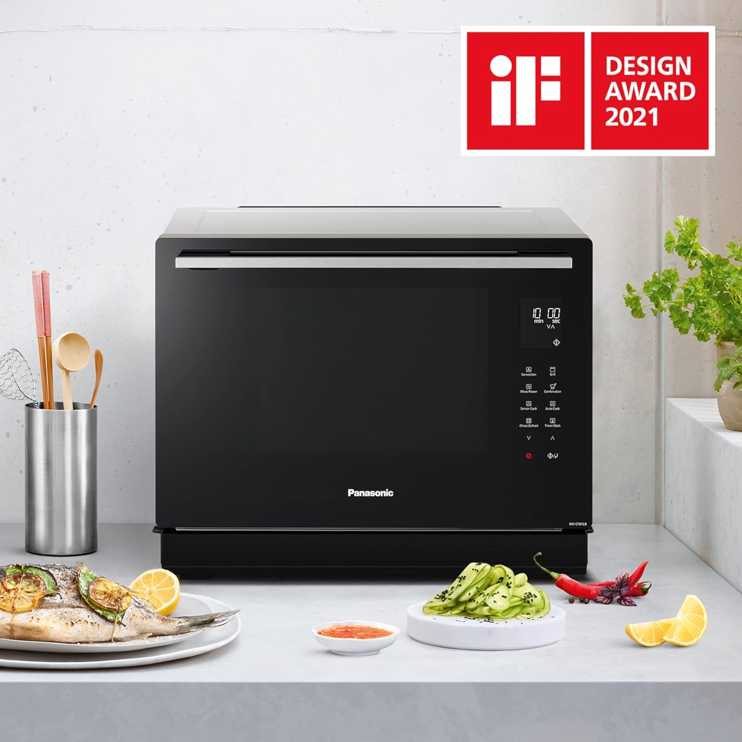 Panasonic CF87 Speed Convection Oven, Grill, Flatbed, 31Litre, Two Level Cooking, Genius Sensor, 32 Auto Programmes, Easy Clean, 1000W Combination Microwave Oven - Amazing Gadgets Outlet