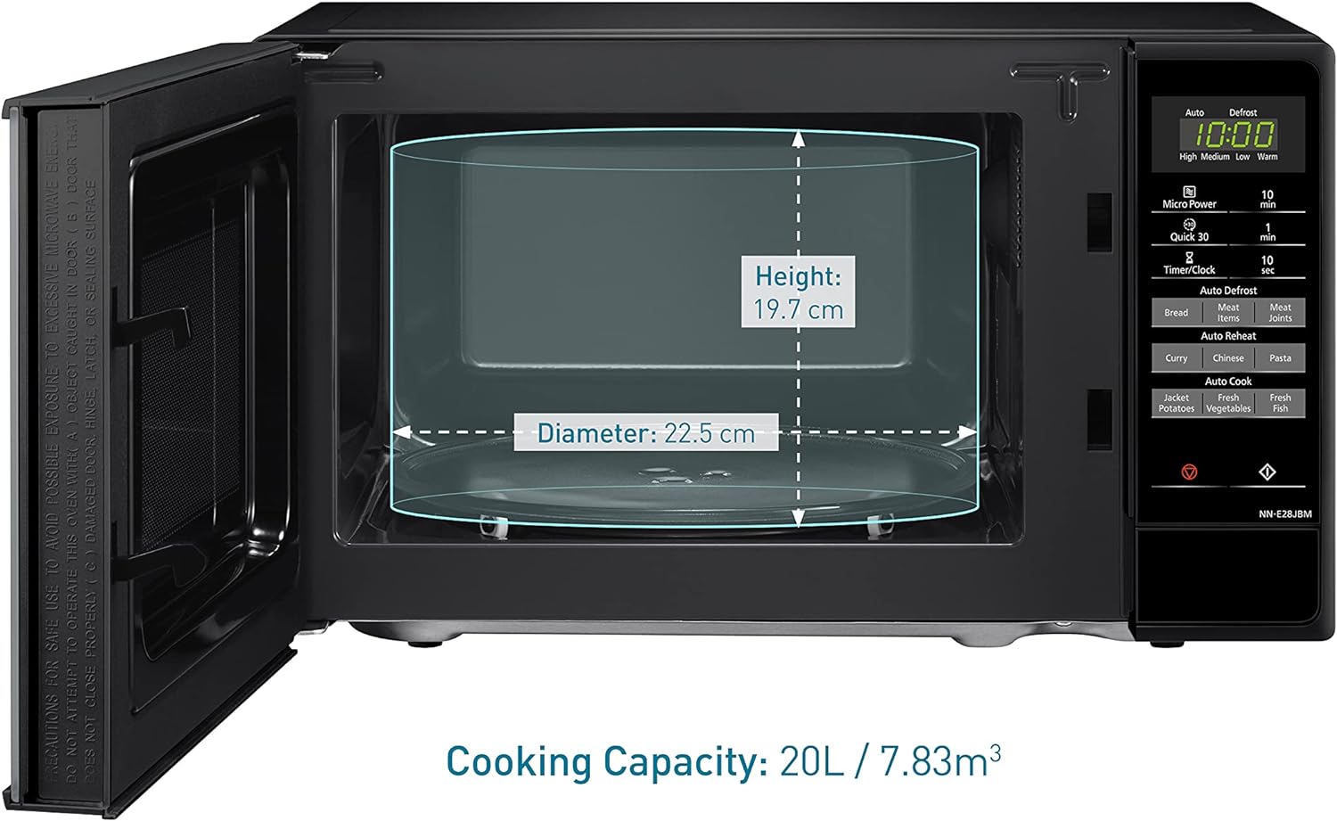 Panasonic NN - E28JBMBPQ Compact Solo Microwave Oven with Turntable, 800 W, 20 Litres, Black, One Size - Amazing Gadgets Outlet