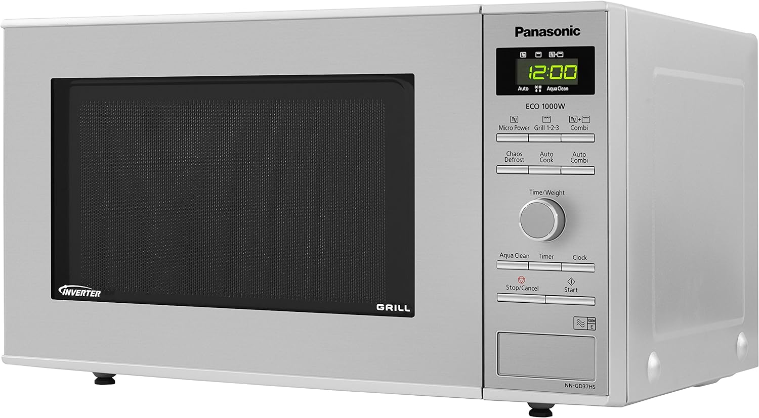 Panasonic NN - GD37HSBPQ Compact Microwave Oven with Grill and Turntable, 1000 W, 23 Litres, Inverter Power, Good for Bacon, x13 “One Touch” Programmes for easy cooking, Silver - Amazing Gadgets Outlet