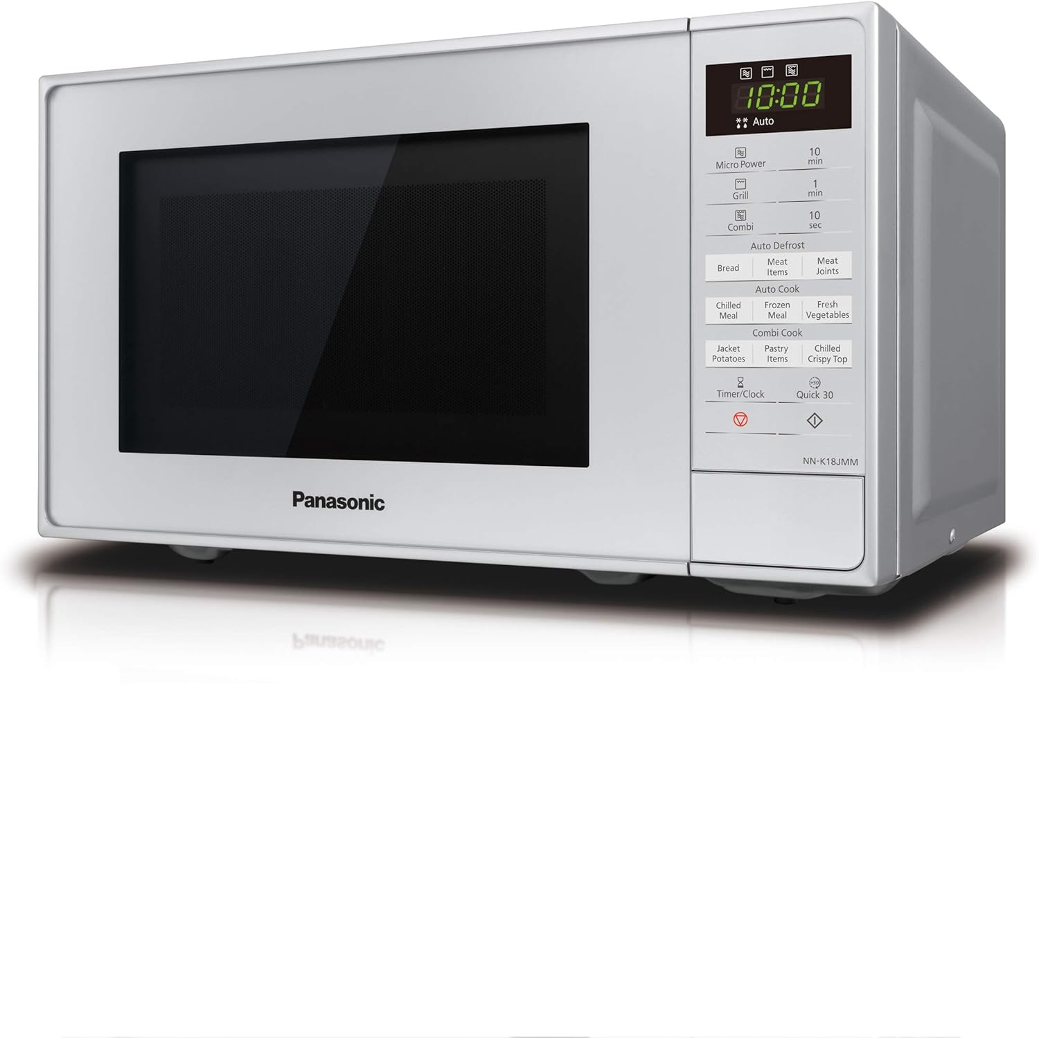 Panasonic NN - K18JMMBPQ Microwave Oven with Grill and Turntable, 800w, 1000w Grill, 5 Power Setting, 9 Auto Programmes, 20 Litres, Auto Defrost, Silver - Amazing Gadgets Outlet