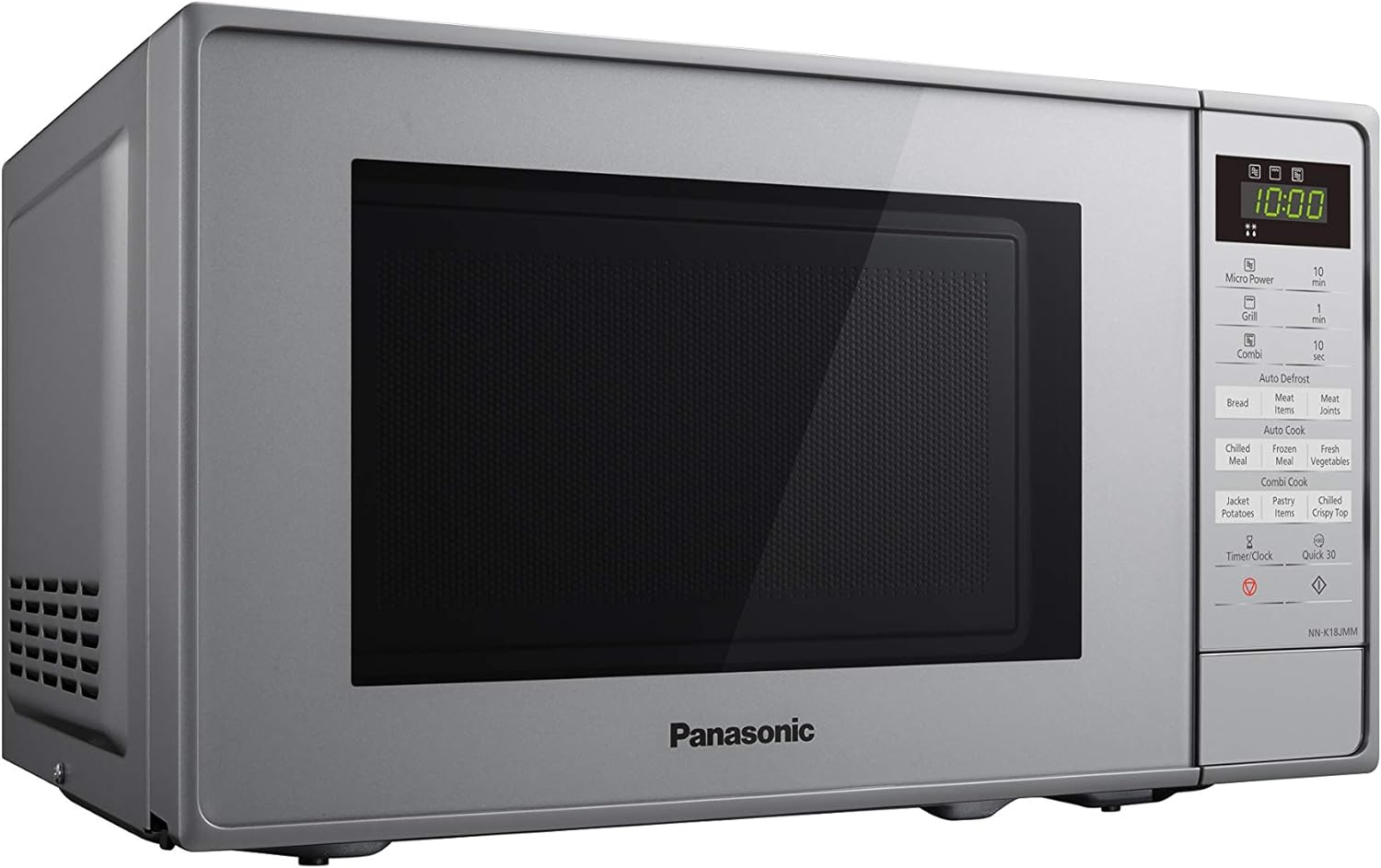 Panasonic NN - K18JMMBPQ Microwave Oven with Grill and Turntable, 800w, 1000w Grill, 5 Power Setting, 9 Auto Programmes, 20 Litres, Auto Defrost, Silver - Amazing Gadgets Outlet