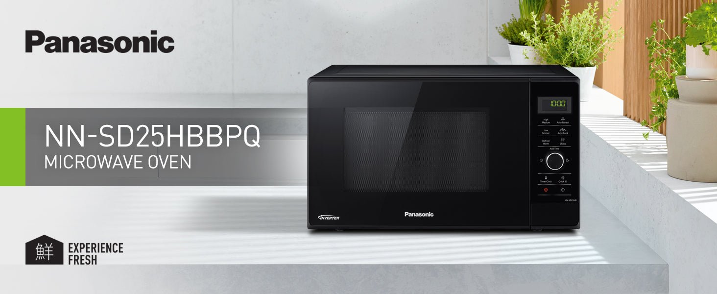 Panasonic NN - SD25HBBPQ Inverter Microwave Oven with Turntable & Dial, 1000 W, 23 Litres, quick 30sec Setting, x10 “One Touch” Programmes for easy cooking, Auto Defrost, Child Lock, Black - Amazing Gadgets Outlet