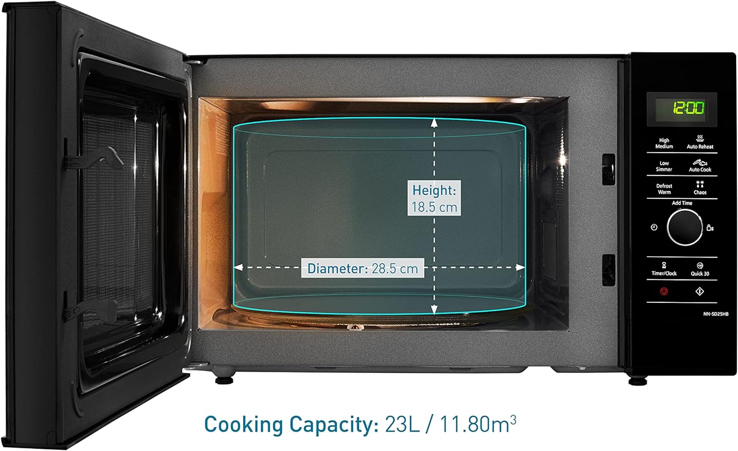 Panasonic NN - SD25HBBPQ Inverter Microwave Oven with Turntable & Dial, 1000 W, 23 Litres, quick 30sec Setting, x10 “One Touch” Programmes for easy cooking, Auto Defrost, Child Lock, Black - Amazing Gadgets Outlet