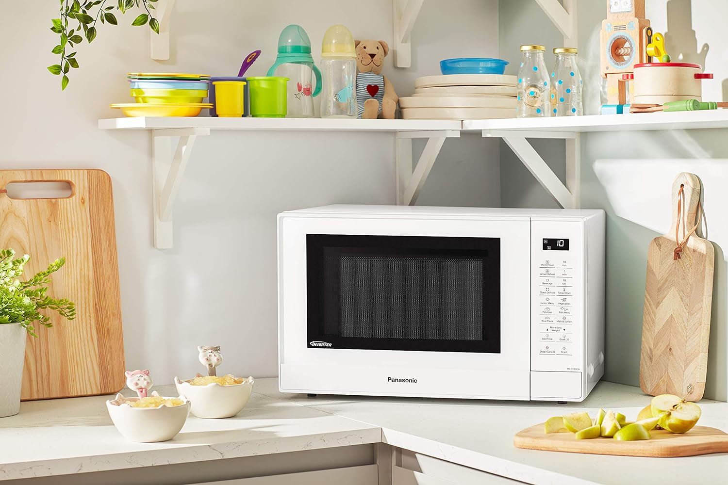 Panasonic NN - ST45KWBPQ Microwave Oven, 32 Litres, 1000W, Turntable, Easy Operation LCD, Touch Control Panel, 21 Auto Programs with Junior Menu (Puree & Porridge) LED Interior bulb, White - Amazing Gadgets Outlet