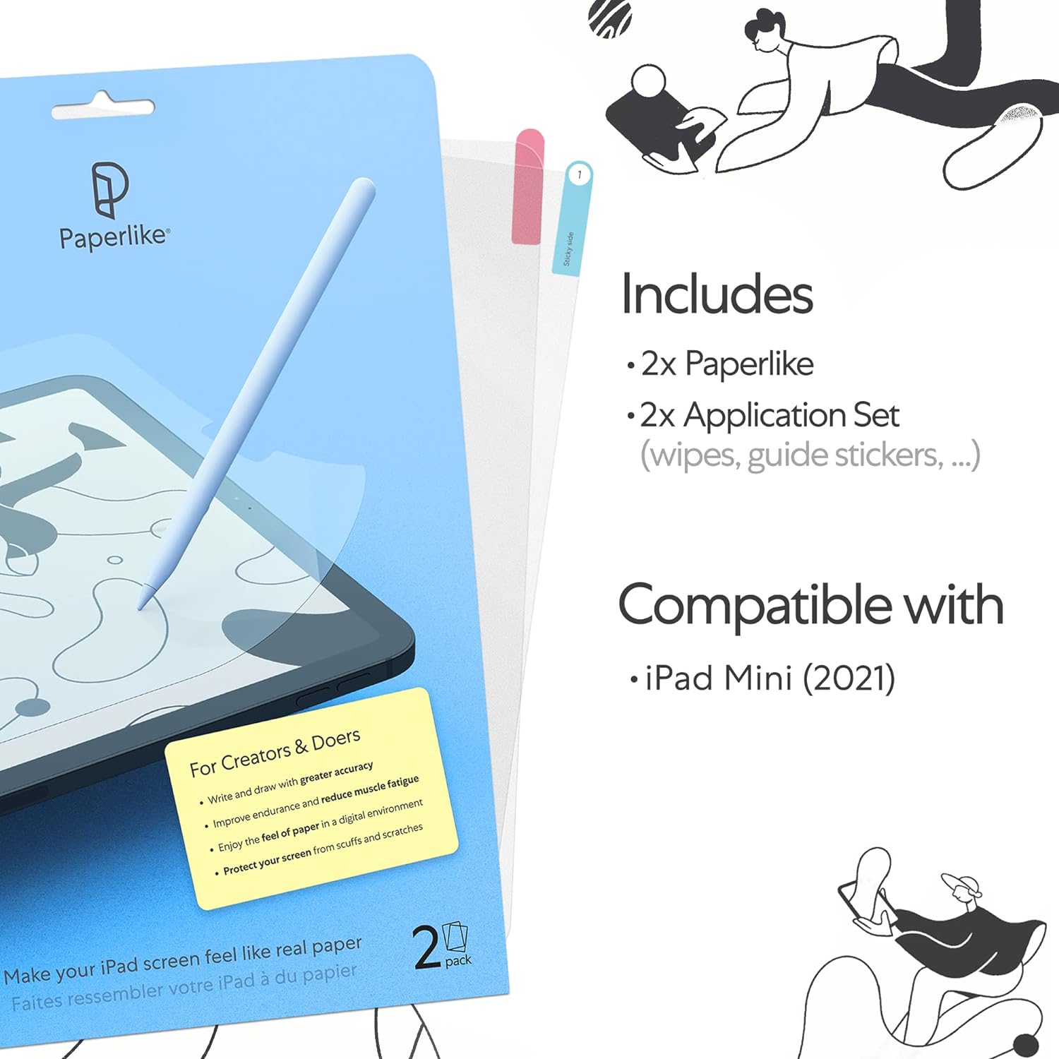 Paperlike 2.0 (2 Pieces) for iPad Mini 8.3" (2021) - Screen Protector for Drawing, Writing, and Note - taking like on Paper - Amazing Gadgets Outlet