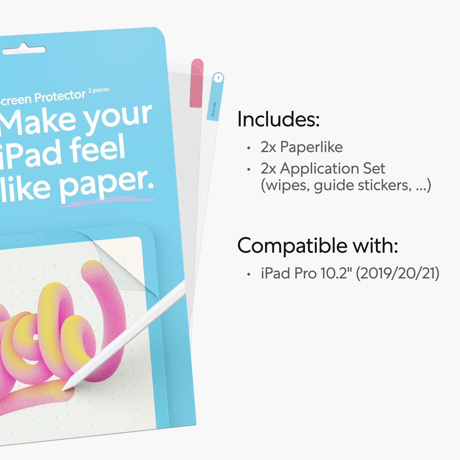 Paperlike 2.1 (2 Pieces) for iPad 10.2" (2019/20/21) - Transparent Screen Protector for Notetaking and Drawing like on Paper - Amazing Gadgets Outlet