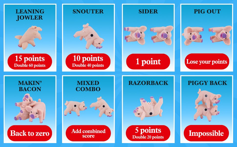 PASS THE PIGS Dice Game, The classic party and travel game, Will you get a Leaning Jowler? A Double Snouter?, first to 100 points wins, great gift for ages 6 plus - Amazing Gadgets Outlet