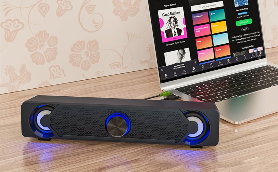 PC Speakers, RGB Computer Speaker, USB Soundbars, Desktop Gaming Speaker with Cool LED Lights, Multimedia Speakers Perfect for PC Computer Monitor, Laptop - Amazing Gadgets Outlet