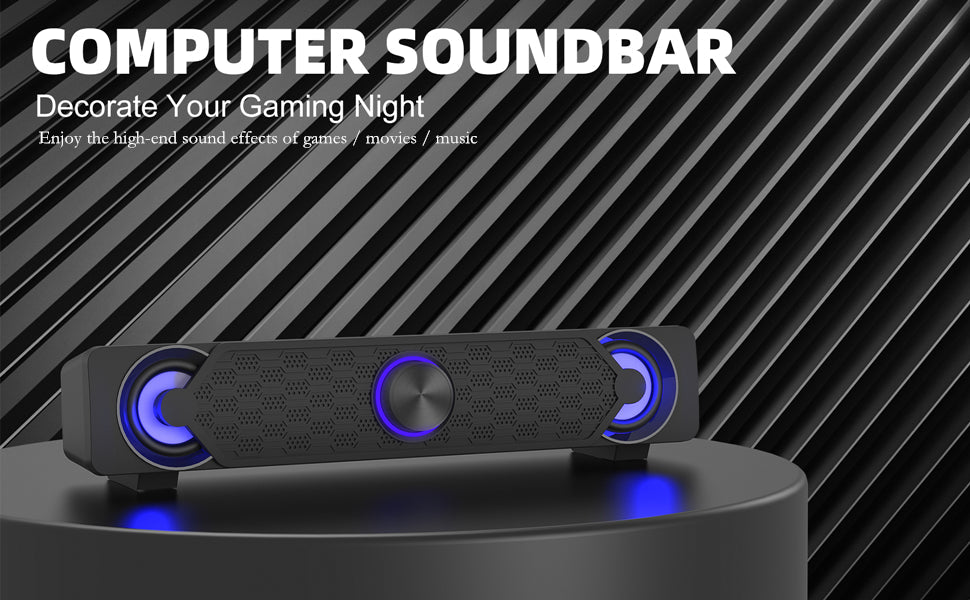 PC Speakers, RGB Computer Speaker, USB Soundbars, Desktop Gaming Speaker with Cool LED Lights, Multimedia Speakers Perfect for PC Computer Monitor, Laptop - Amazing Gadgets Outlet