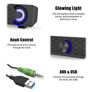 PC Speakers, RGB Computer Speaker, USB Soundbars, Desktop Gaming Speaker with Cool LED Lights, Multimedia Speakers Perfect for PC Computer Monitor, Laptop - Amazing Gadgets Outlet