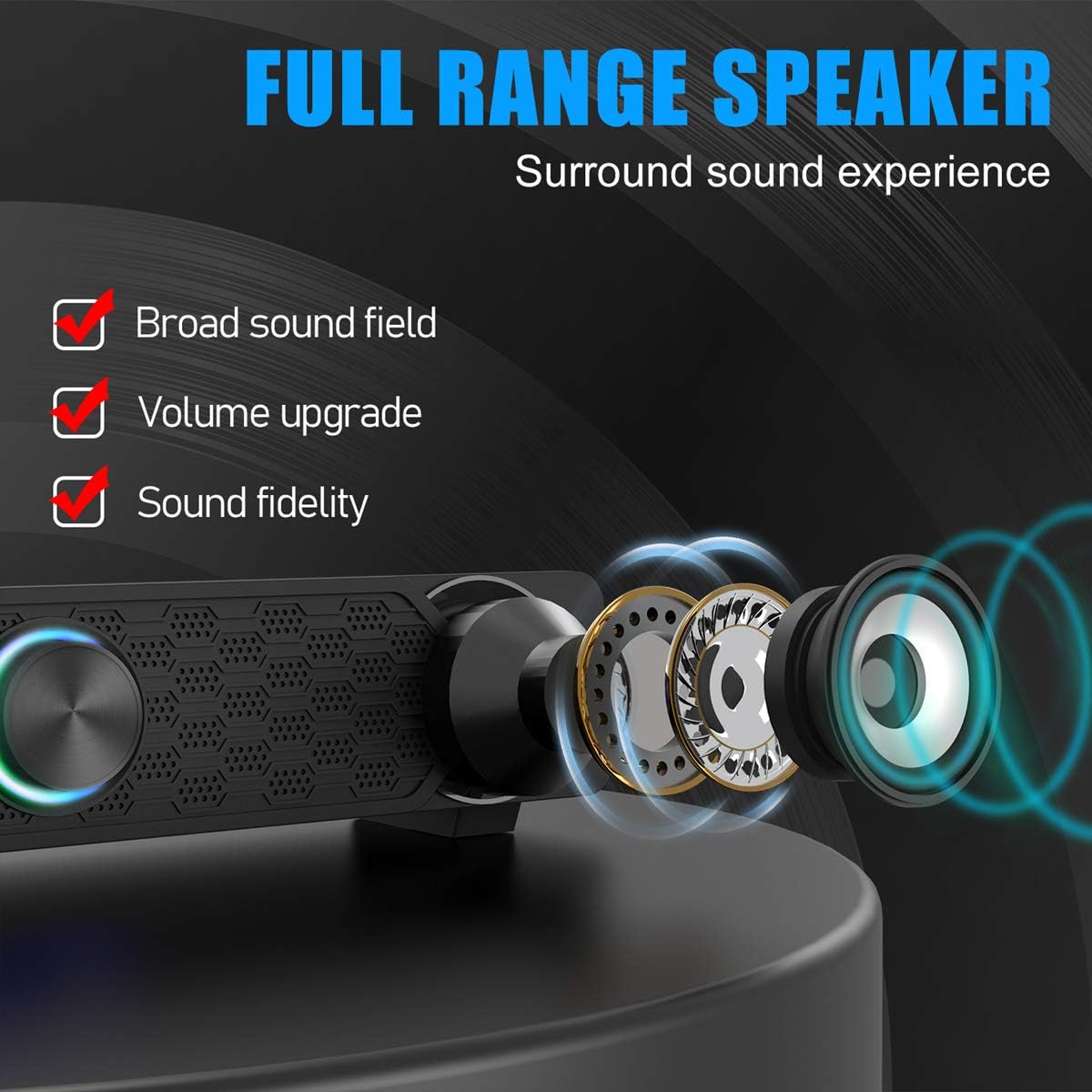 PC Speakers, RGB Computer Speaker, USB Soundbars, Desktop Gaming Speaker with Cool LED Lights, Multimedia Speakers Perfect for PC Computer Monitor, Laptop - Amazing Gadgets Outlet