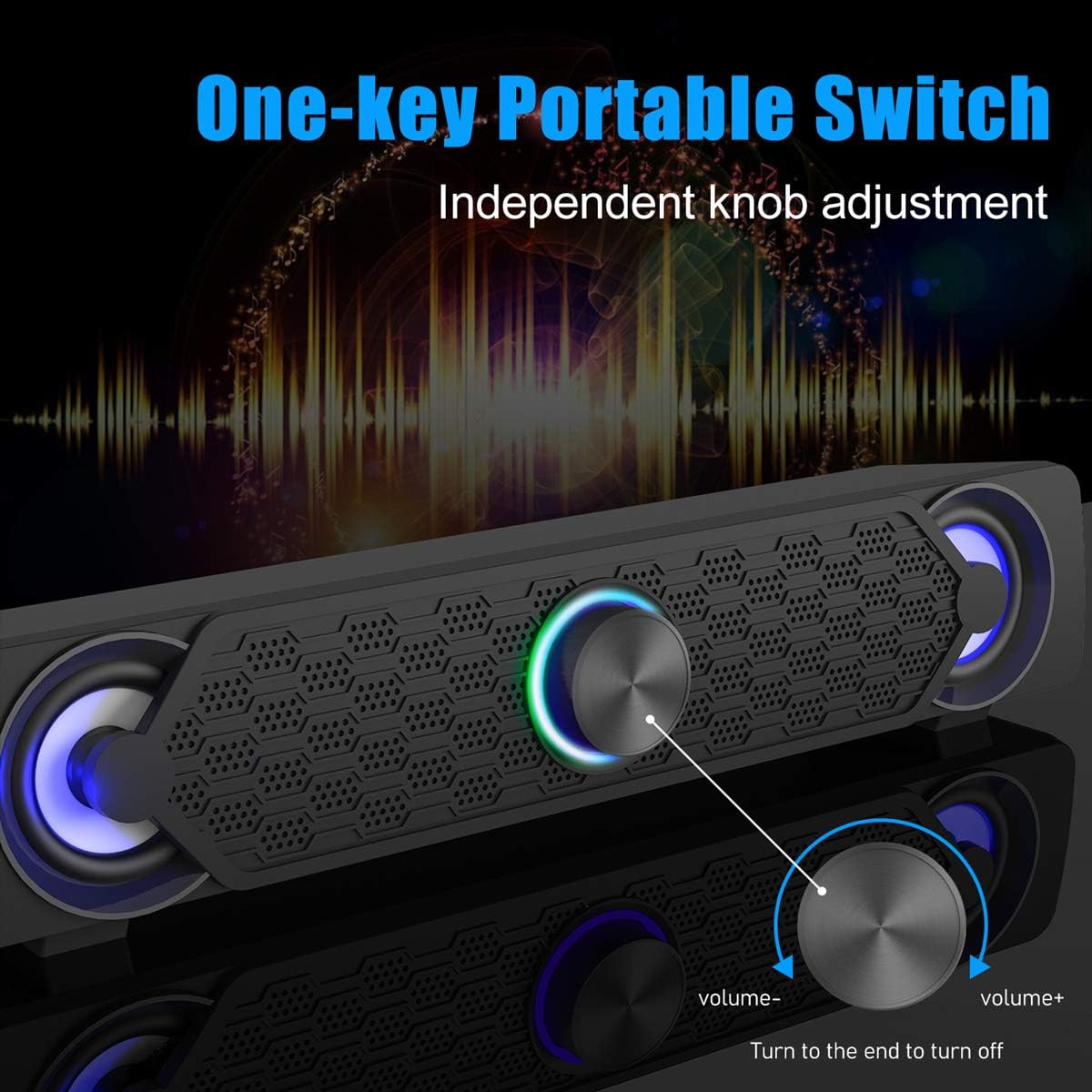 PC Speakers, RGB Computer Speaker, USB Soundbars, Desktop Gaming Speaker with Cool LED Lights, Multimedia Speakers Perfect for PC Computer Monitor, Laptop - Amazing Gadgets Outlet