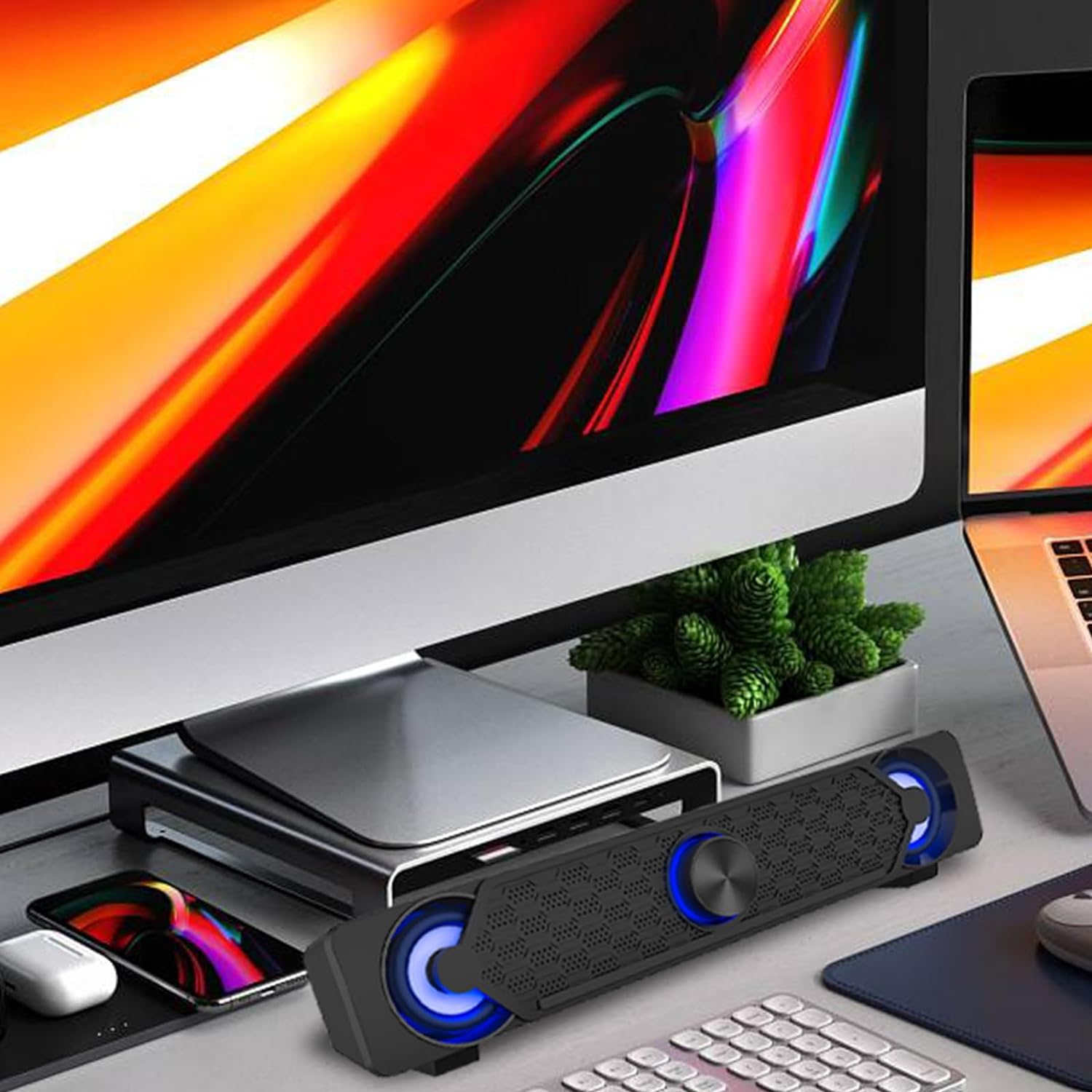 PC Speakers, RGB Computer Speaker, USB Soundbars, Desktop Gaming Speaker with Cool LED Lights, Multimedia Speakers Perfect for PC Computer Monitor, Laptop - Amazing Gadgets Outlet