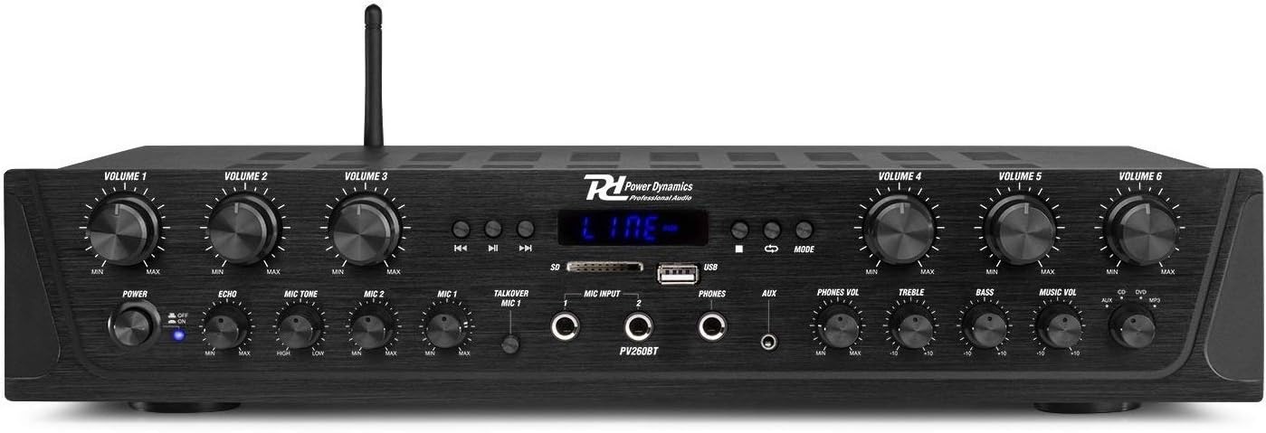 PD PV260BT 6 - Zone Stereo Amplifier with 6x100W Power, Surround Sound & Mini Amplifier HiFi System, Audio & Power Amplifier for Seamless Speaker Integration, Amplifier For Home Speakers - Amazing Gadgets Outlet