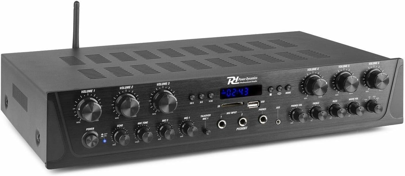 PD PV260BT 6 - Zone Stereo Amplifier with 6x100W Power, Surround Sound & Mini Amplifier HiFi System, Audio & Power Amplifier for Seamless Speaker Integration, Amplifier For Home Speakers - Amazing Gadgets Outlet