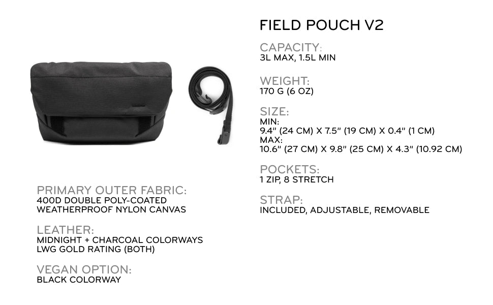 Peak Design Field Pouch Accessory Pouch (Charcoal V2) - Amazing Gadgets Outlet