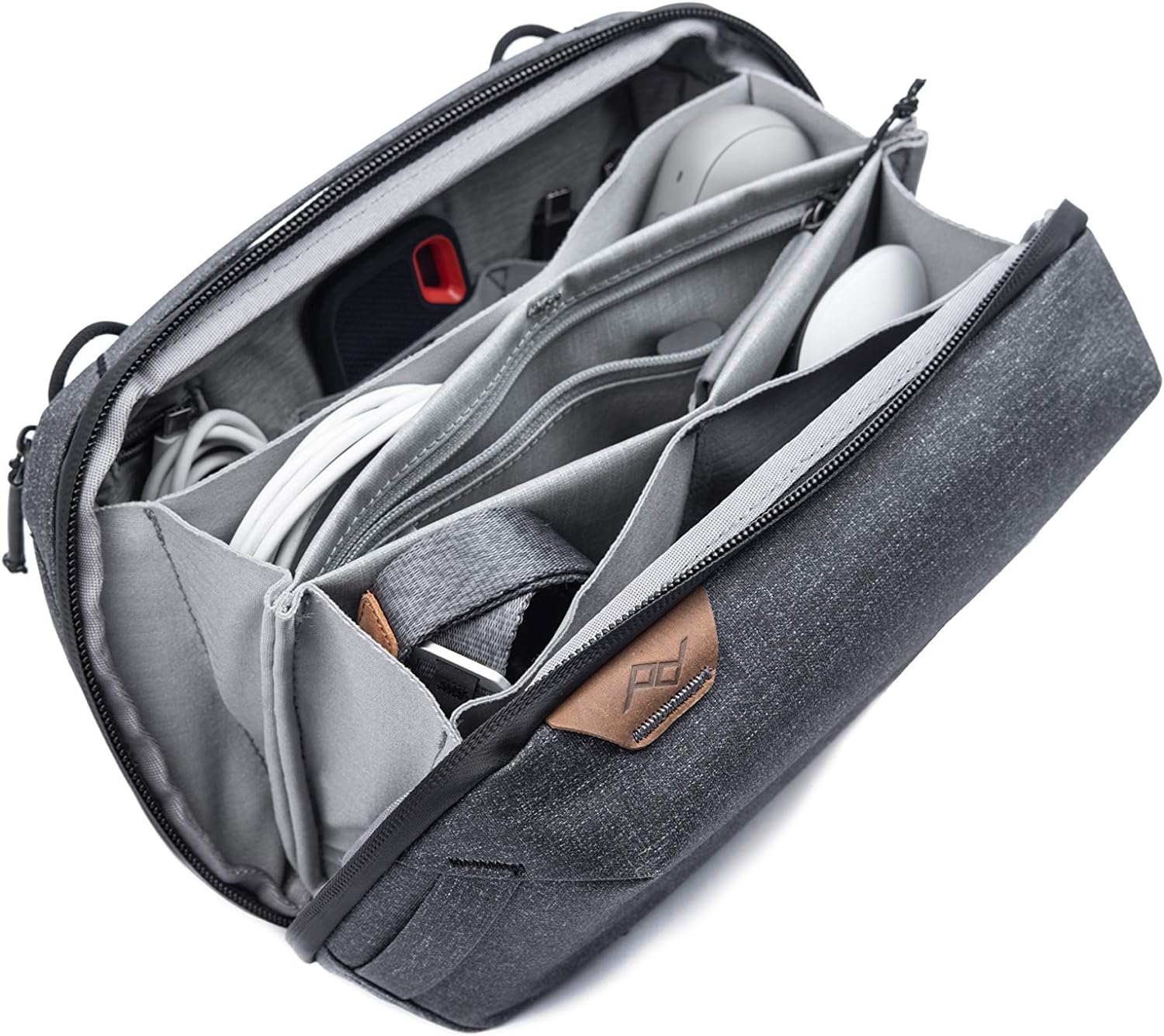 Peak Design Tech Pouch Charcoal Organizer Case for Smartphones, Cables etc (Dark Grey), Black, M - MEDIUM, Travel Line is a Fully Adaptable System, blackone, Travel Line is a fully adaptable system - Amazing Gadgets Outlet